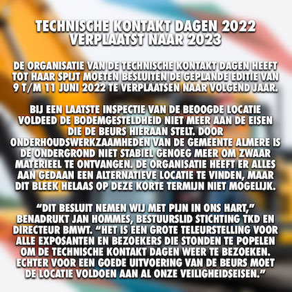 tkd verplaatst naar 2023